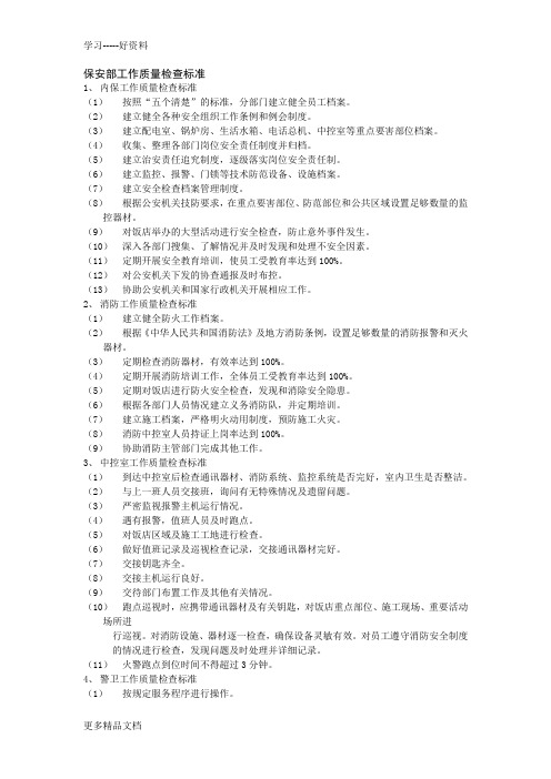 最新s-w-c--酒店物业保安部培训手册-保安部工作质量检查标准