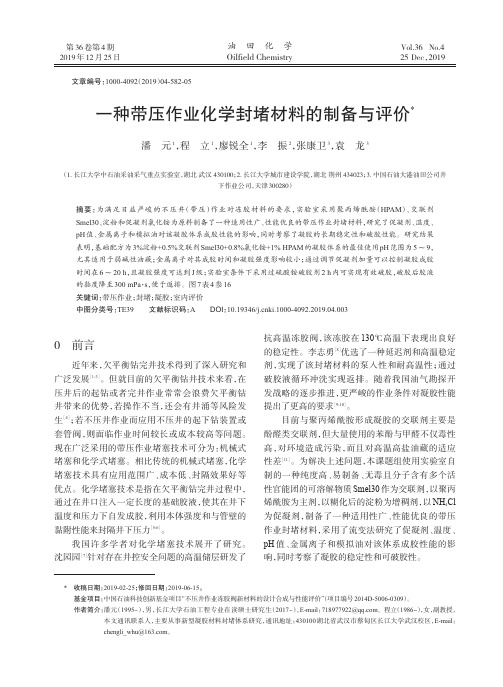 一种带压作业化学封堵材料的制备与评价