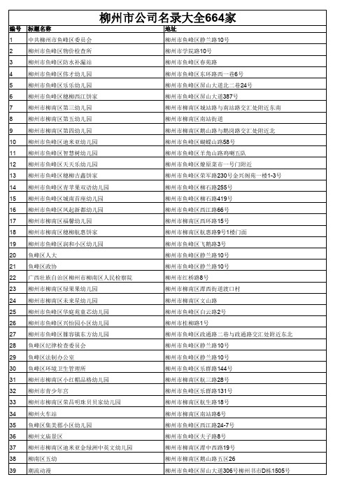 柳州市公司名录大全664家