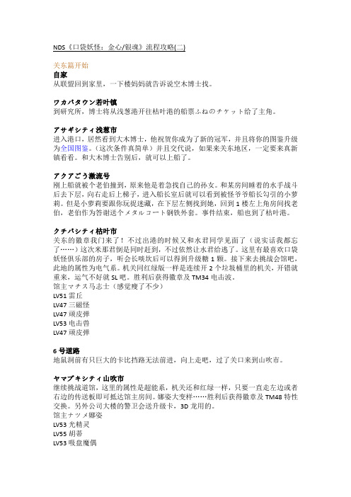 NDS《口袋妖怪：金心银魂》流程攻略(二)
