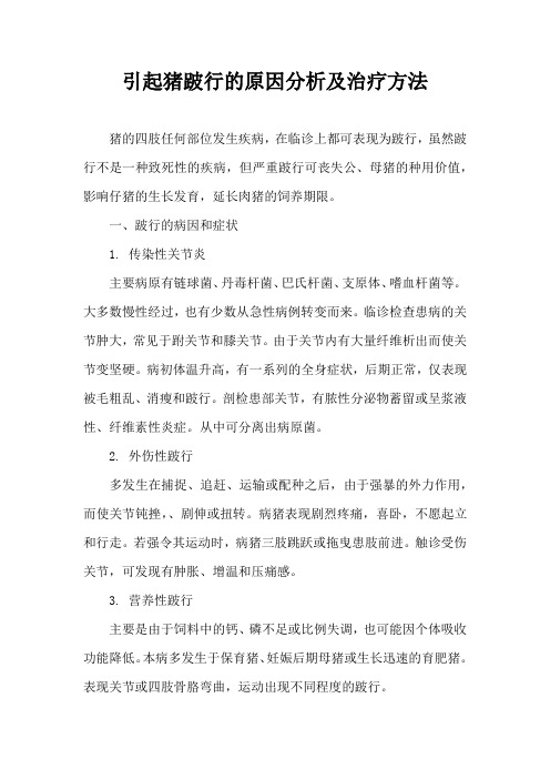 引起猪跛行原因分析及治疗方法