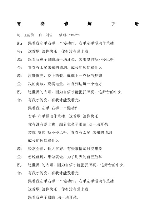 青春修炼手册等歌词