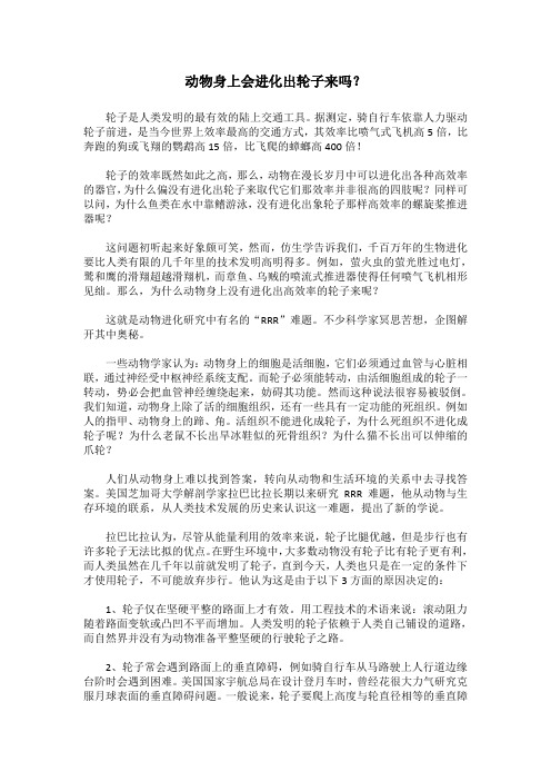 《动物身上会进化出轮子来吗》原文及相关资料