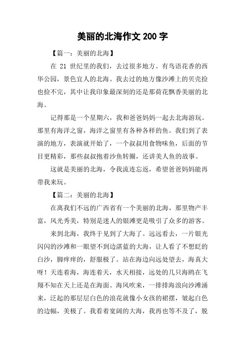 美丽的北海作文200字