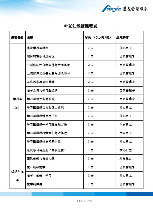 叶延红教授课程表(蓝泰)20110228
