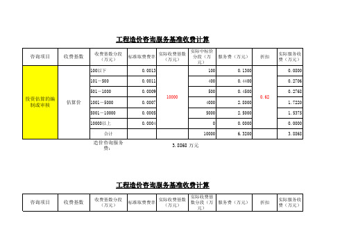 广东省造价咨询服务收费计算
