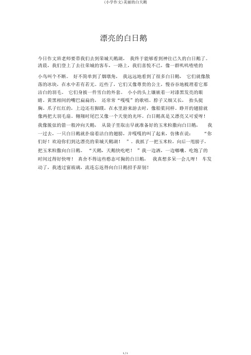 (小学作文)美丽的白天鹅