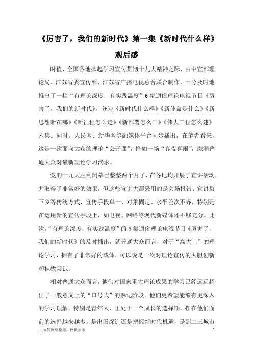 《厉害了,我们的新时代》第一集《新时代什么样》观后感_心得体会