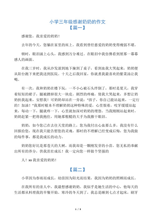 小学三年级感谢奶奶的作文