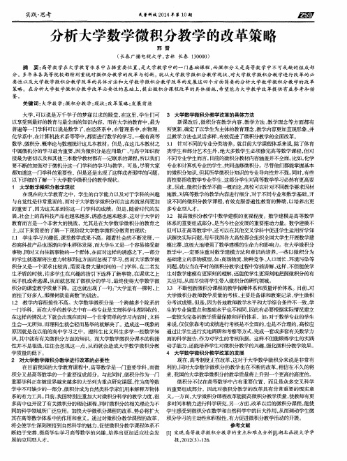 分析大学数学微积分教学的改革策略