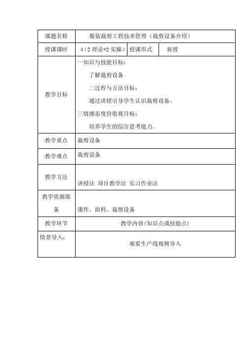 4服装裁剪工程技术管理(裁剪设备介绍)