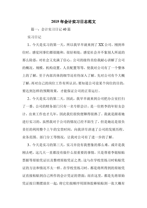 2019年会计实习日志范文.doc