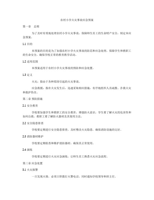 农村小学火灾事故应急预案