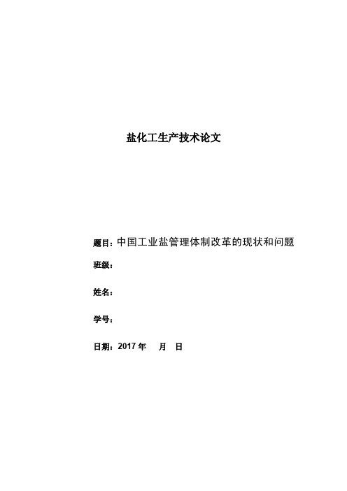 盐化工生产技术—2017