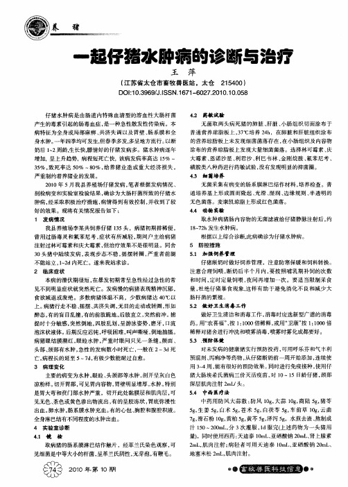 一起仔猪水肿病的诊断与治疗