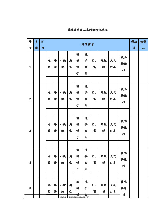 洗手间保洁工作签到表-体系文件