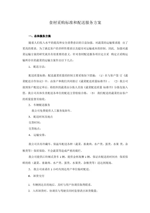 食材采购标准和配送服务方案