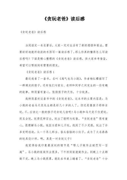 《贪玩老爸》读后感