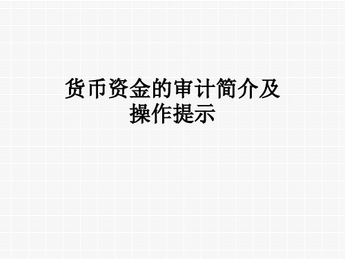 货币资金的审计简介及操作提示