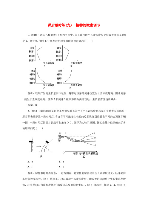 最新-2018高三生物三轮突破植物的激素调节突破课后限