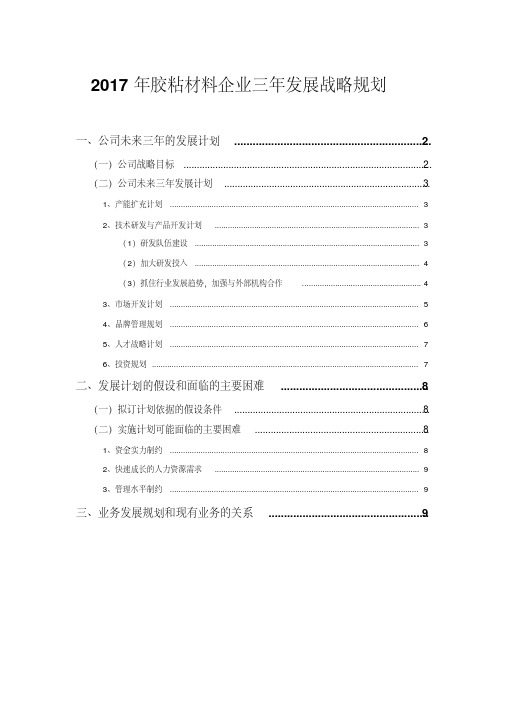 2017年胶粘材料企业三年发展战略规划