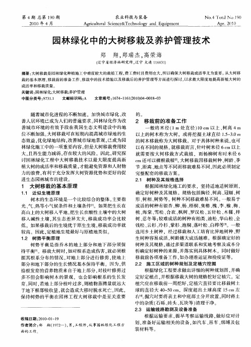 园林绿化中的大树移栽及养护管理技术