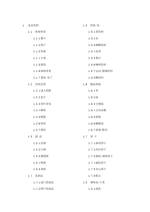 沃尔玛商品分类