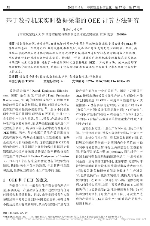 基于数控机床实时数据采集的OEE计算方法研究