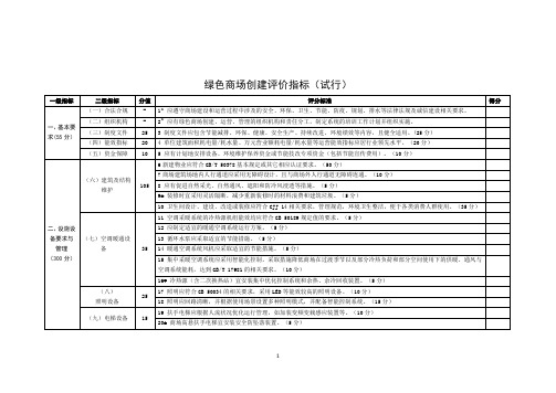 绿色商场创建评价指标(试行)