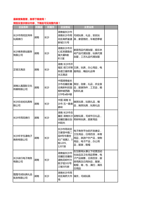 湖南省礼品玩具工商公司商厂家企业名录名单联系方式大全57家