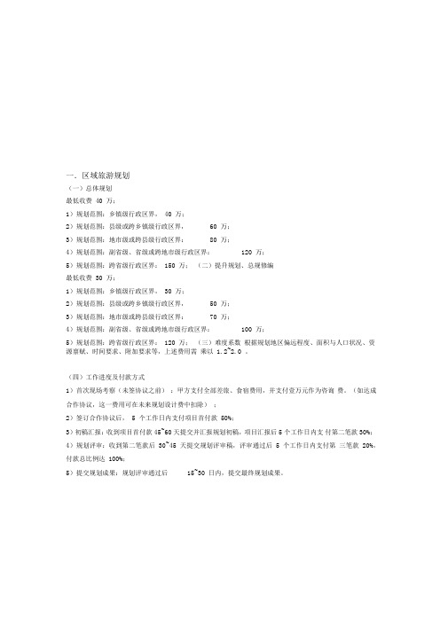 旅游景观规划收费标准