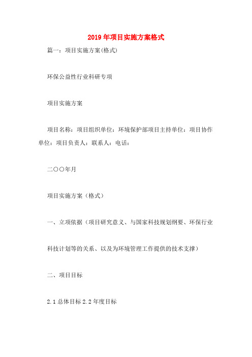 2019年项目实施方案格式