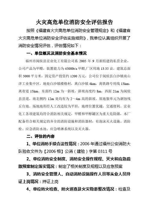 火灾高危单位消防安全评估报告(1)