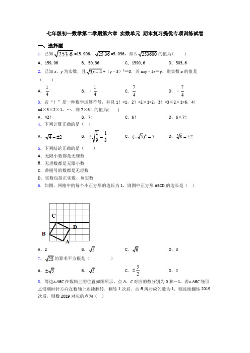 七年级初一数学第二学期第六章 实数单元 期末复习提优专项训练试卷