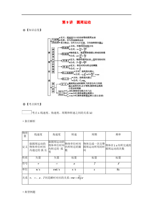 2020版高考物理总复习冲A方案第9讲圆周运动教案新人教版2