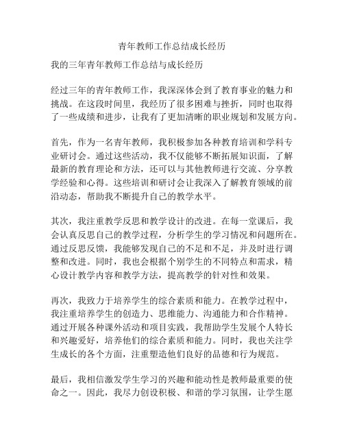 青年教师工作总结成长经历