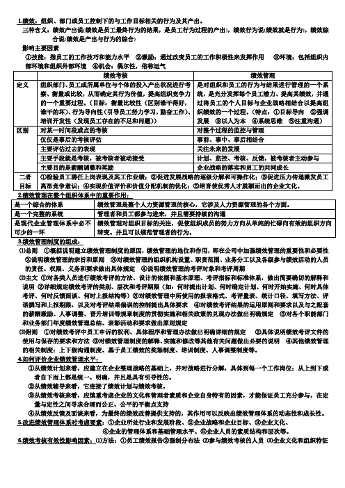 第三版战略性绩效管理-重点