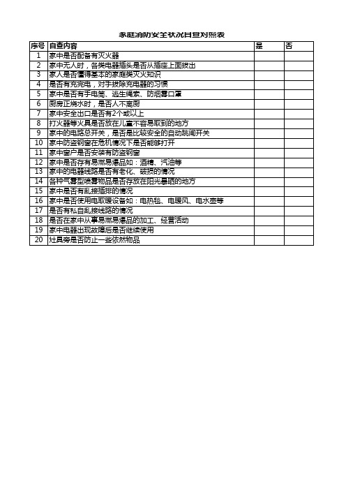 家庭安全自查表