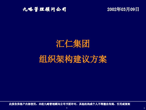 汇仁集团组织架构建议方案(ppt 27页)