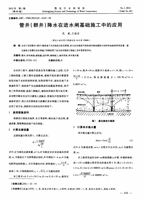 管井(群井)降水在进水闸基础施工中的应用
