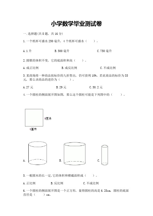 小学数学毕业测试卷【完整版】