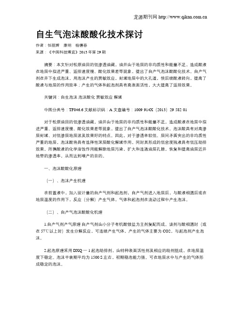 自生气泡沫酸酸化技术探讨