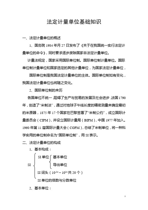 法定计量单位基础知识