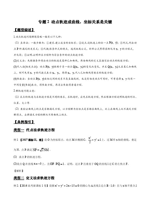动点轨迹成曲线,坐标关系是关键-玩转压轴题,突破140分之高三数学解答题高端精品(2019版)(原卷版)