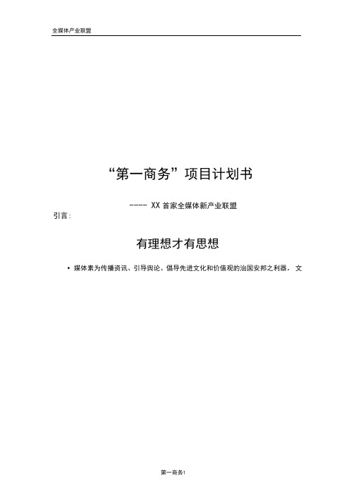 多媒体经营商业计划书