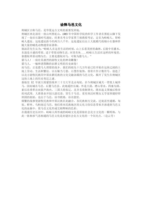诠释马邑文化