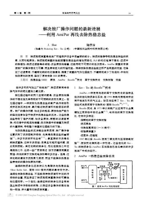 解决胺厂操作问题的最新进展——利用AmiPur再线去除热稳态盐