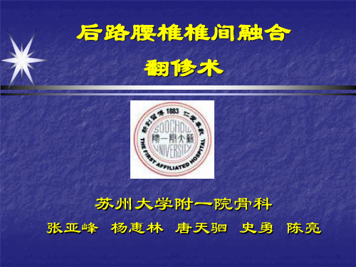 后路腰椎椎间融合翻修术-苏州大学附一院骨科-张亚峰-杨惠林-唐天驷-史勇-陈亮