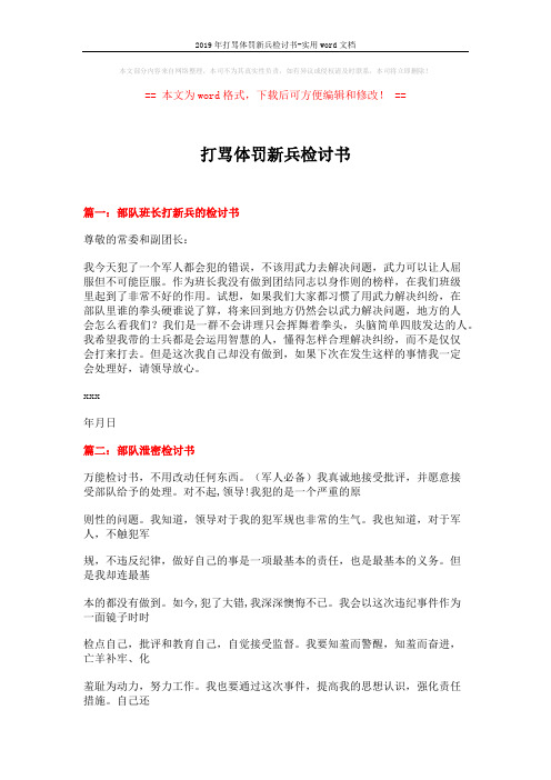 2019年打骂体罚新兵检讨书-实用word文档 (16页)