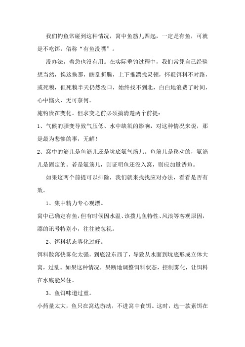 有鱼没口该怎么办.垂钓文化